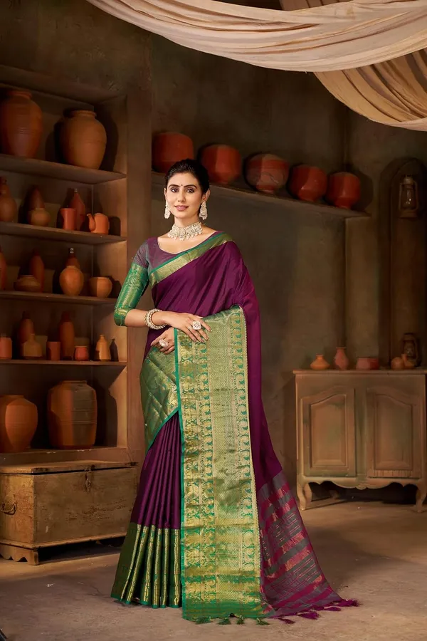 Wine_Cotton_Pochampally_Cotton_Saree_For_Women