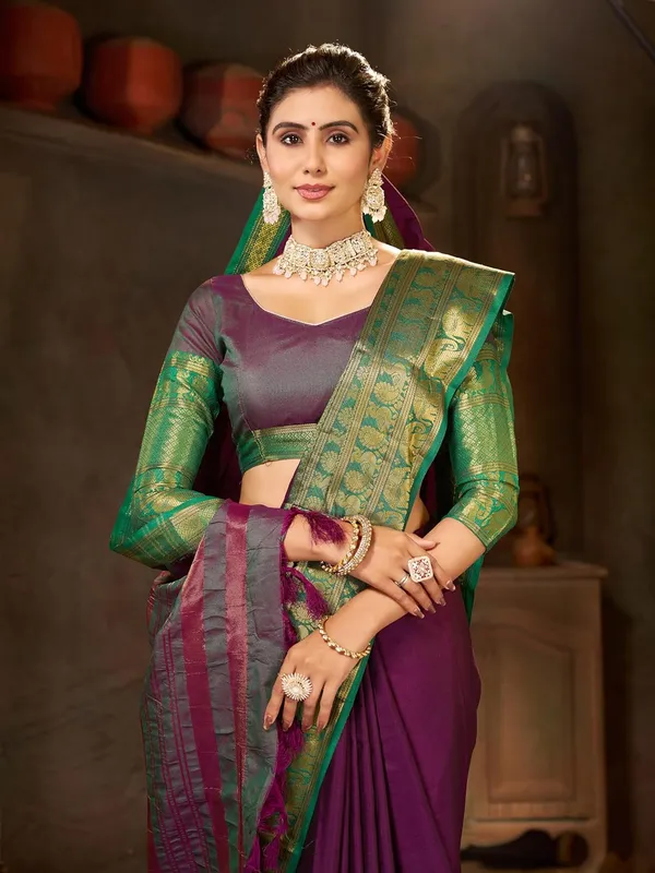 Wine_Cotton_Pochampally_Cotton_Saree_For_Women