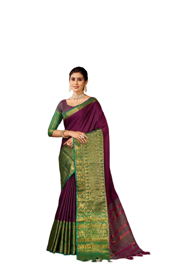Wine_Cotton_Pochampally_Cotton_Saree_For_Women