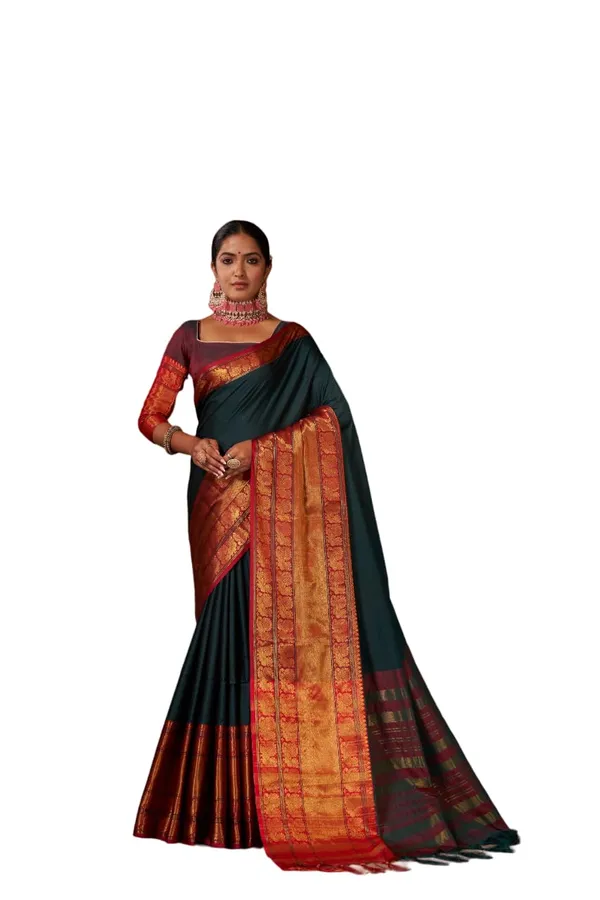 Dark_Blue_Cotton_Pochampally_Cotton_Saree_For_Women
