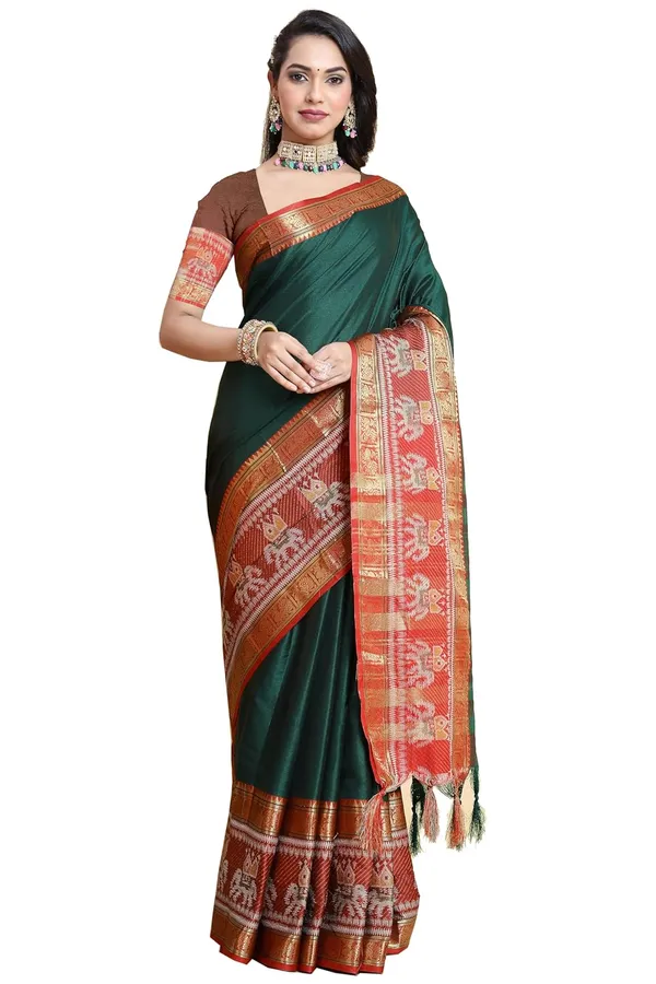 Bottle_Green_Cotton_Silk_Cotton_Silk_Saree_For_Women