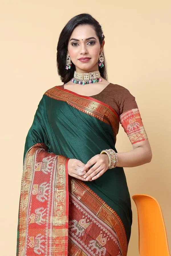 Bottle_Green_Cotton_Silk_Cotton_Silk_Saree_For_Women