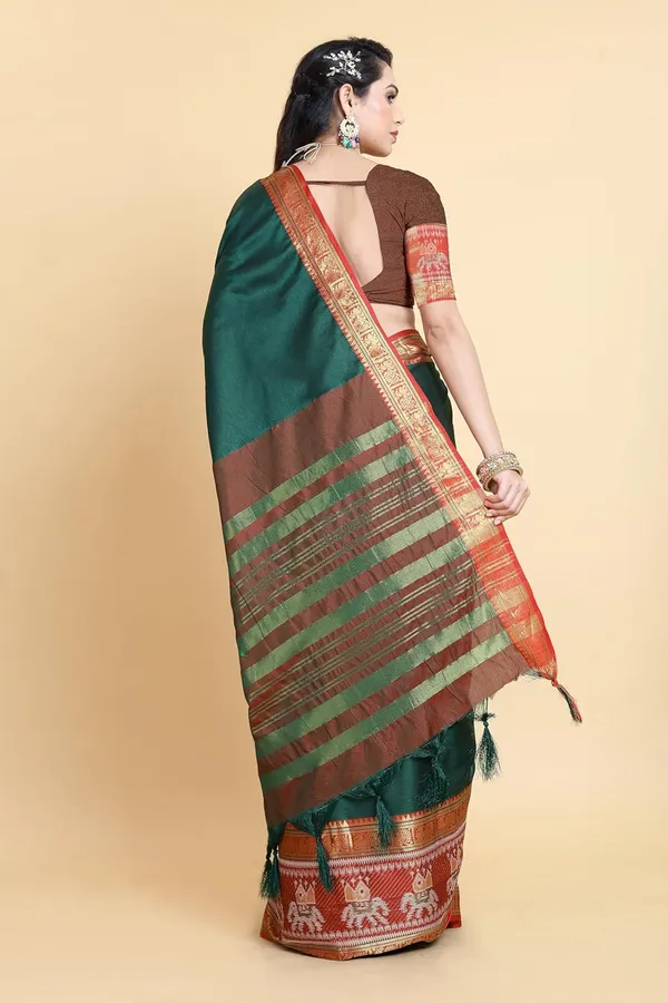 Bottle_Green_Cotton_Silk_Cotton_Silk_Saree_For_Women