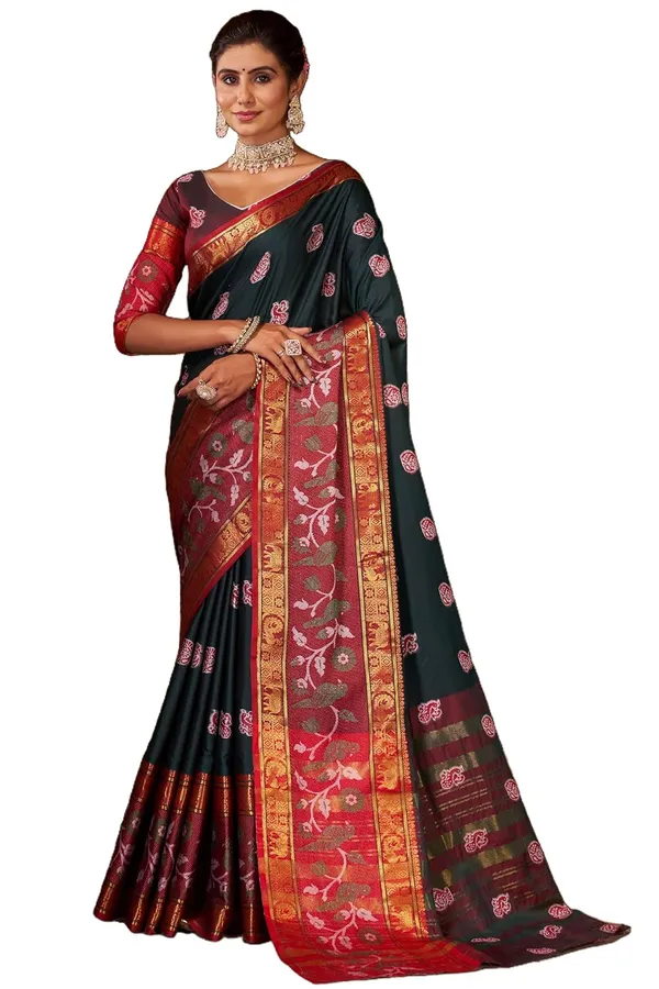 Bottle_Green_Cotton_Silk_Narayanpet_Silk_Saree_For_Women
