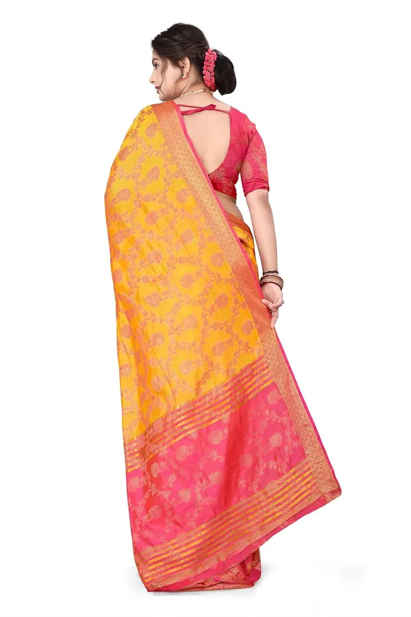 Light_Orange_Silk_Banarasi_Organza_Saree_For_Women