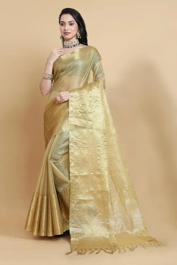 Gold_Banarasi_Silk_Organza_Silk_Saree_For_Women