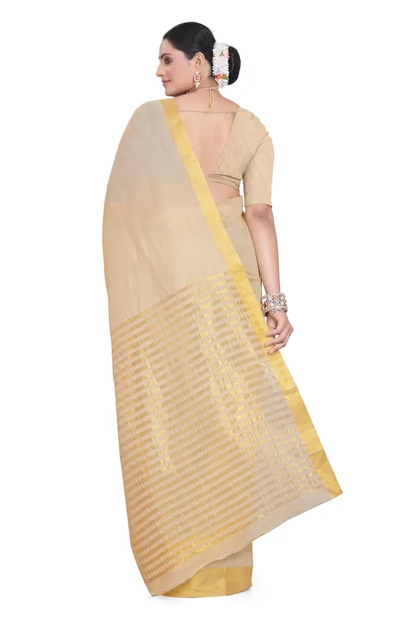 Beige_Cotton_Blend_Chiffon_Georgette_Saree_For_Women