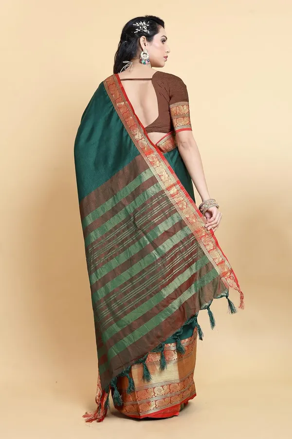 Bottle_Green_Cotton_Silk_Cotton_Silk_Saree_For_Women