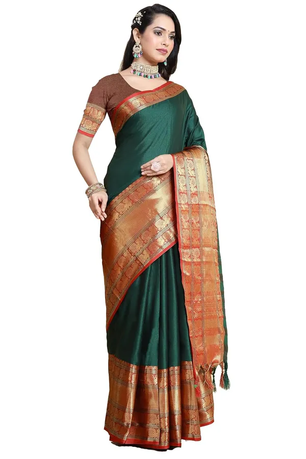Bottle_Green_Cotton_Silk_Cotton_Silk_Saree_For_Women