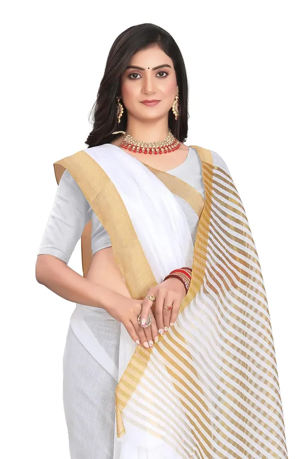 White_Cotton_Blend_Kerala_Kasavu_Saree_For_Women
