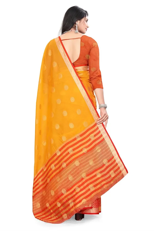 Yellow_Cotton_Blend_Narayanpet_Cotton_Silk_Saree_For_Women