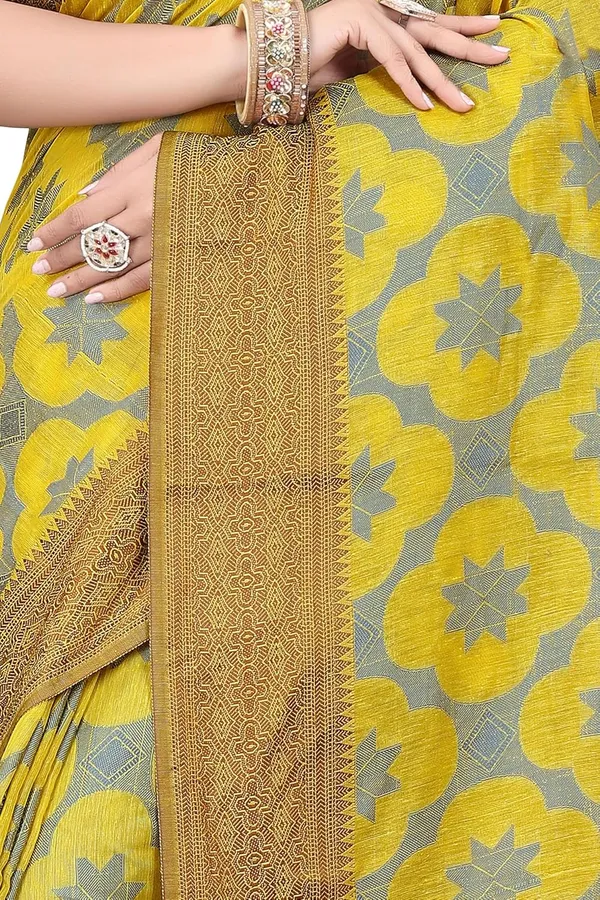 Yellow_Cotton_Silk_Printed_Chiffon_Saree_For_Women