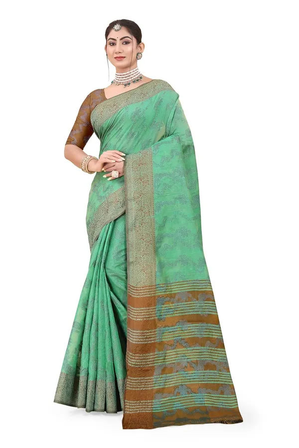 Green_Cotton_Kanjivaram_Cotton_Saree_For_Women