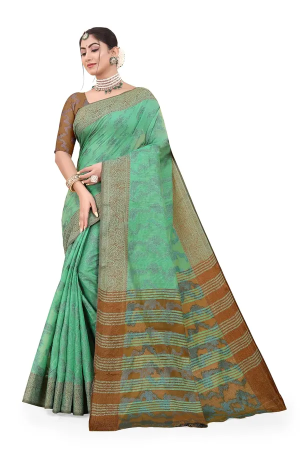 Green_Cotton_Kanjivaram_Cotton_Saree_For_Women