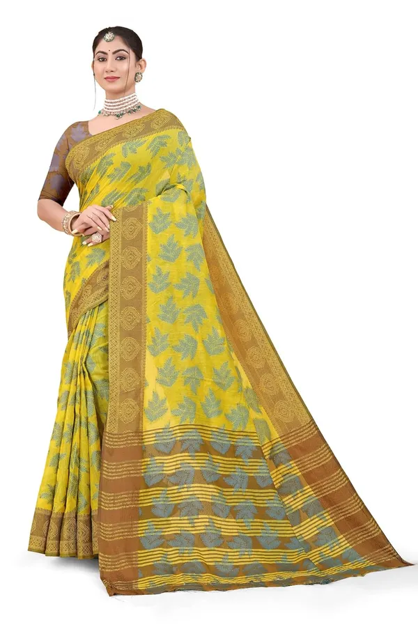 Yellow_Cotton_Kanjivaram_Cotton_Silk_Saree_For_Women