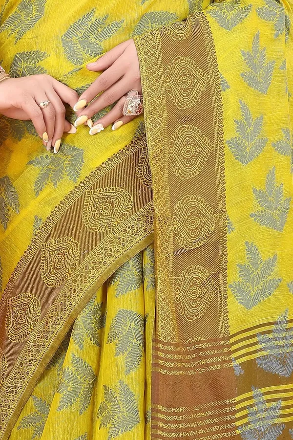 Yellow_Cotton_Kanjivaram_Cotton_Silk_Saree_For_Women