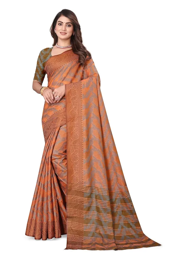 Brown_Cotton_Kanjivaram_Cotton_Saree_For_Women