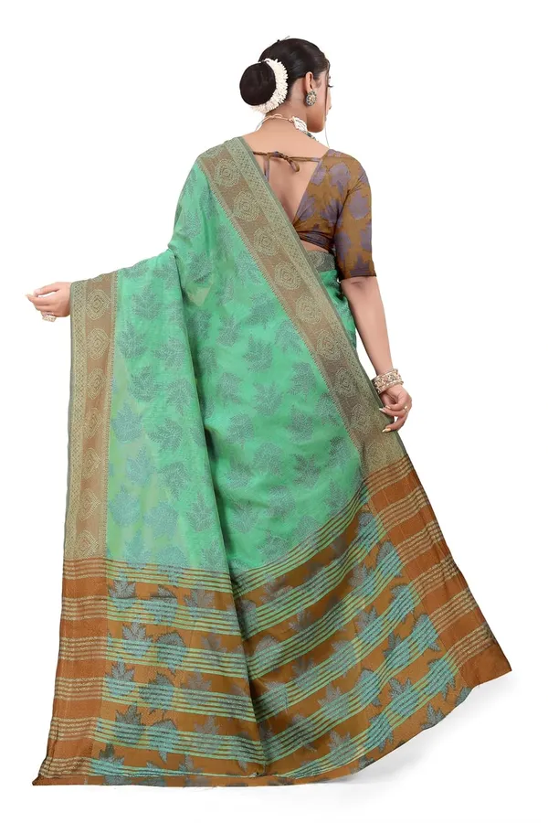Dark_Green_Cotton_Kanjivaram_Cotton_Silk_Saree_For_Women
