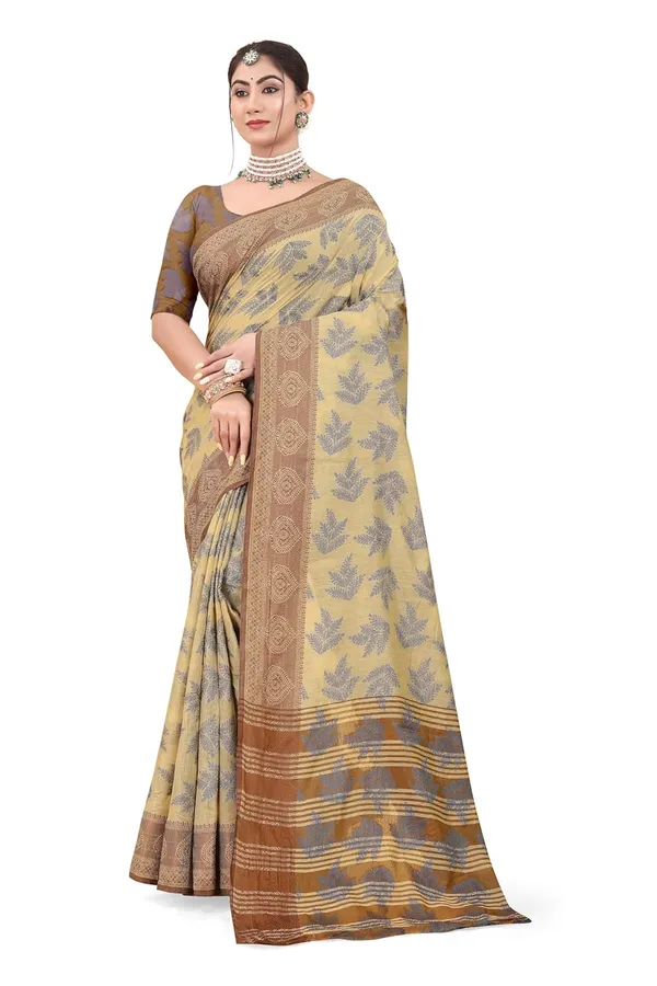 Brown_Cotton_Kanjivaram_Cotton_Silk_Saree_For_Women