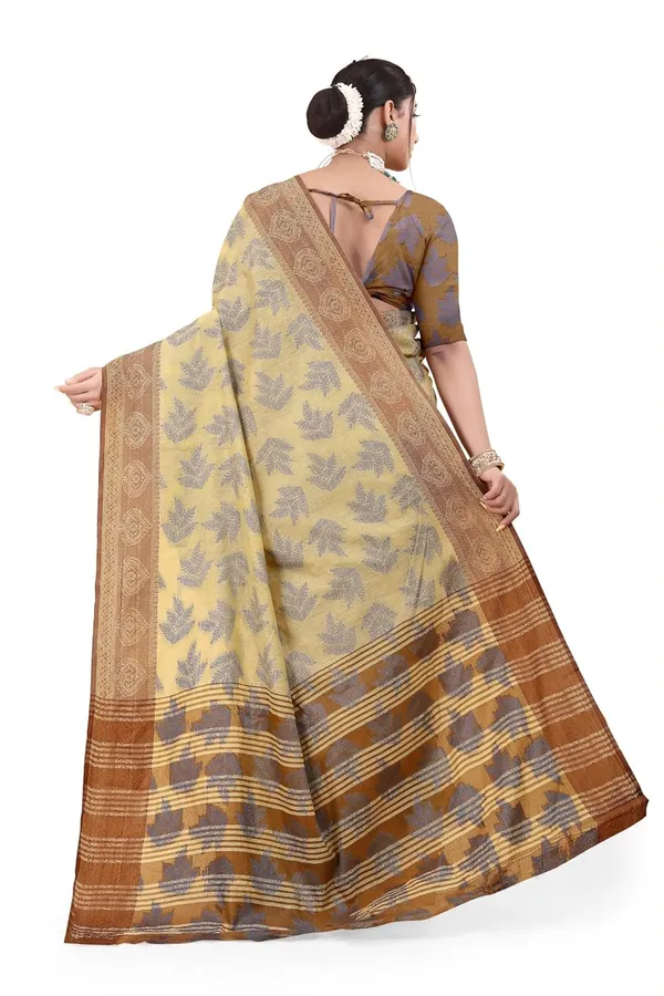 Brown_Cotton_Kanjivaram_Cotton_Silk_Saree_For_Women