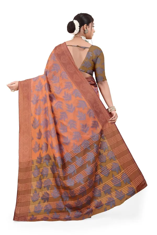 Brown_Cotton_Kanjivaram_Cotton_Silk_Saree_For_Women