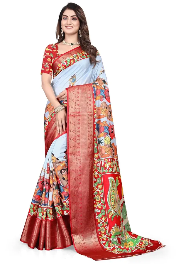 Light_Blue_Cotton_Silk_Blend_Art_Silk_Saree_For_Women