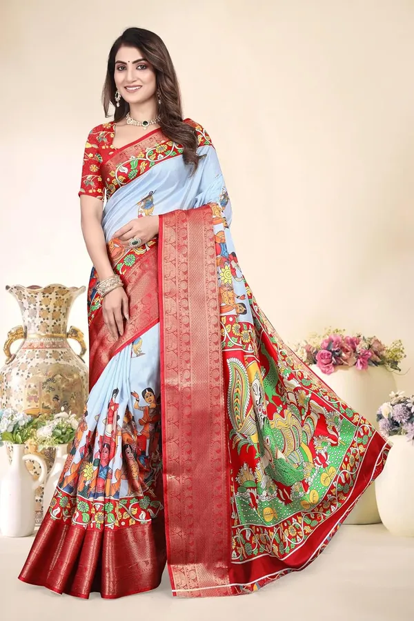 Light_Blue_Cotton_Silk_Blend_Art_Silk_Saree_For_Women