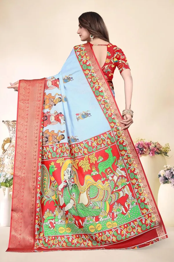 Light_Blue_Cotton_Silk_Blend_Art_Silk_Saree_For_Women