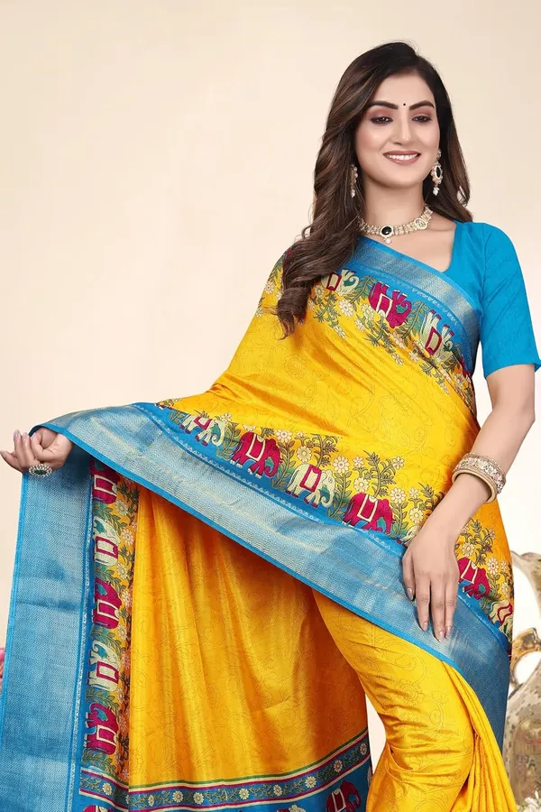 Yellow_Cotton_Silk_Blend_Art_Silk_Saree_For_Women