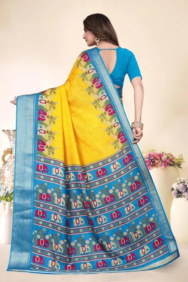 Yellow_Cotton_Silk_Blend_Art_Silk_Saree_For_Women