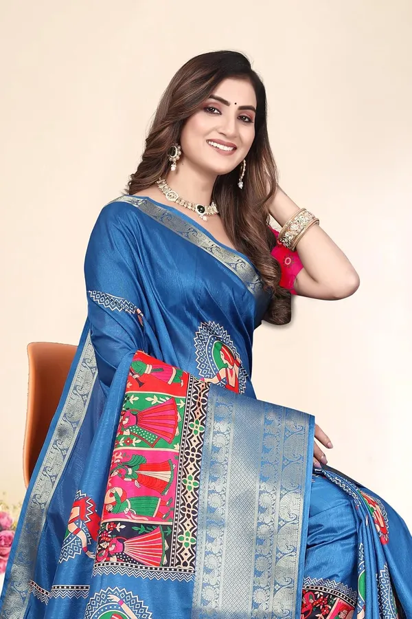 Blue_Cotton_Silk_Blend_Art_Silk_Saree_For_Women