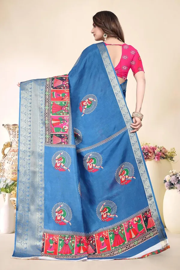 Blue_Cotton_Silk_Blend_Art_Silk_Saree_For_Women