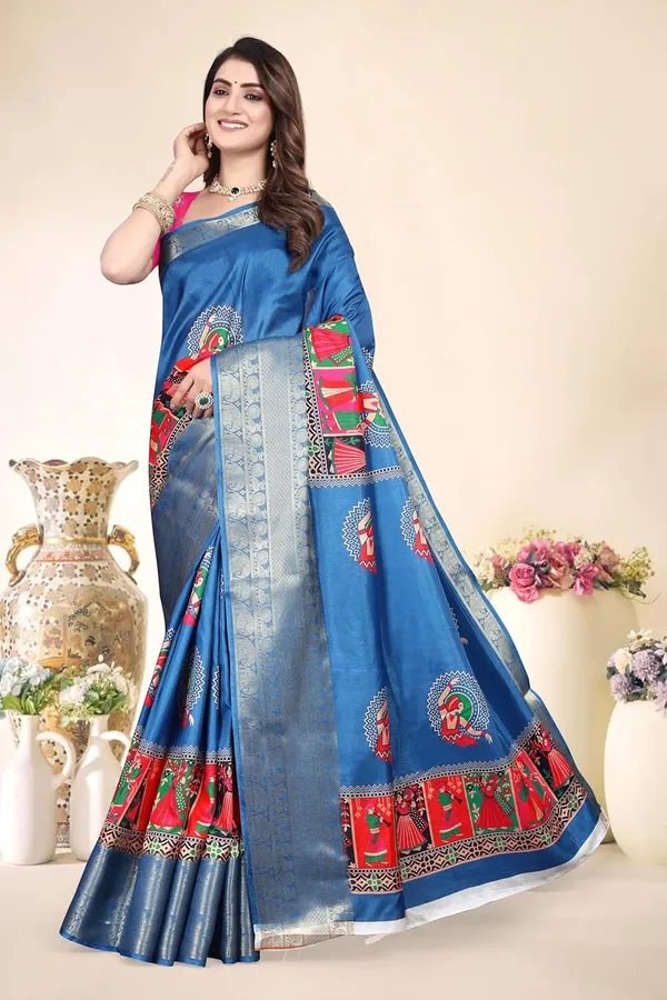 Blue_Cotton_Silk_Blend_Art_Silk_Saree_For_Women