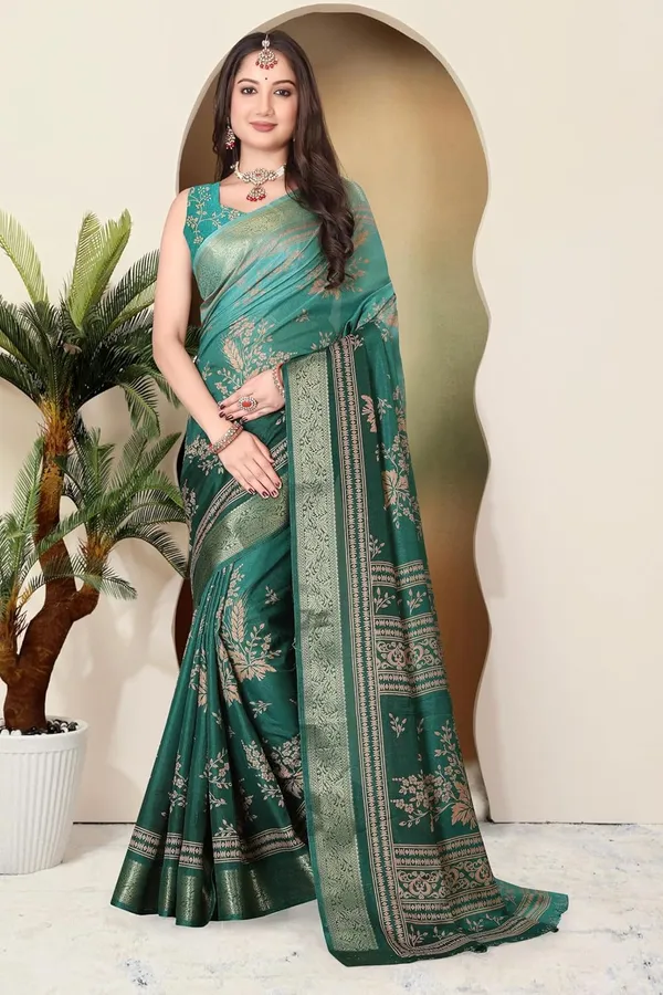 Green_Silk_Blend_Printed_Dola_Silk_Saree_For_Women