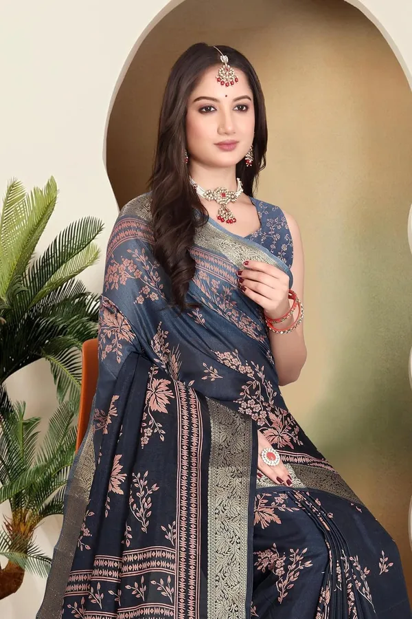 Navy_Blue_Silk_Blend_Printed_Chiffon_Saree_For_Women