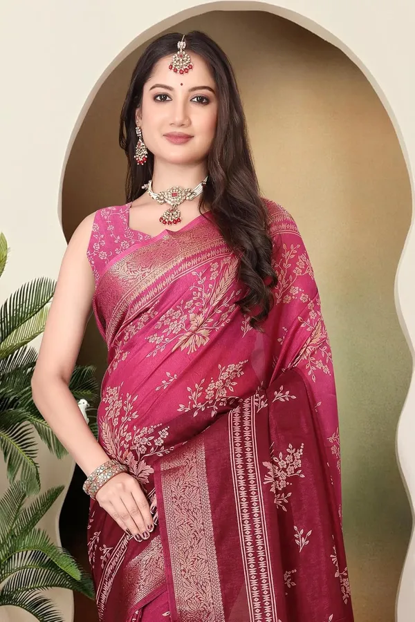 Dark_Pink_Silk_Blend_Art_Silk_Saree_For_Women