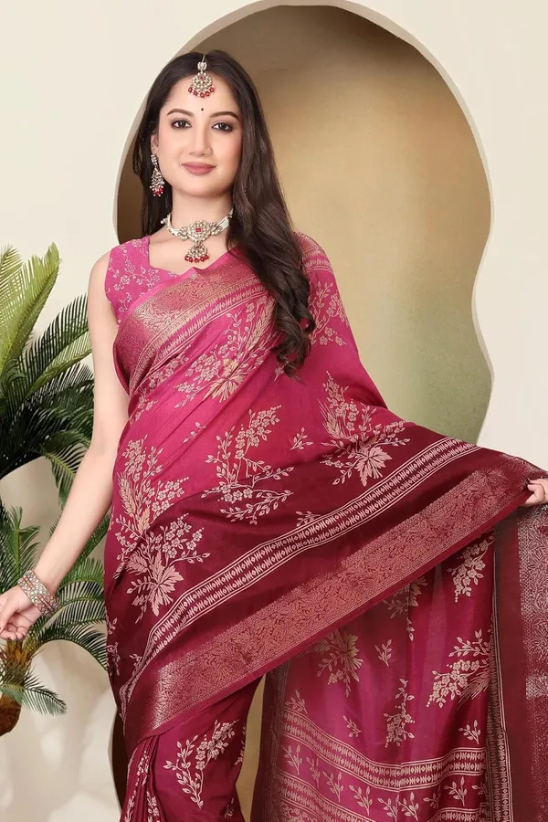 Dark_Pink_Silk_Blend_Art_Silk_Saree_For_Women