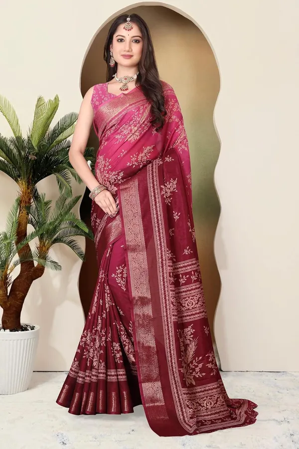Dark_Pink_Silk_Blend_Art_Silk_Saree_For_Women