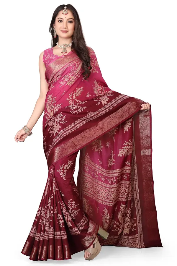 Dark_Pink_Silk_Blend_Art_Silk_Saree_For_Women
