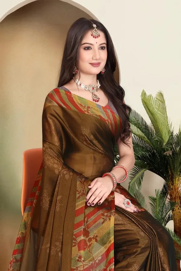 Brown_Chiffon_Printed_Chiffon_Saree_For_Women