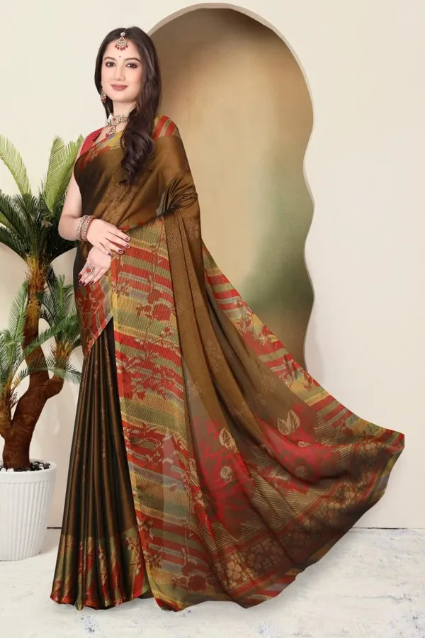 Brown_Chiffon_Printed_Chiffon_Saree_For_Women