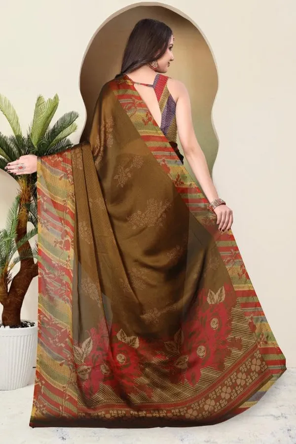 Brown_Chiffon_Printed_Chiffon_Saree_For_Women