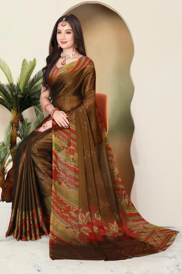Brown_Chiffon_Printed_Chiffon_Saree_For_Women