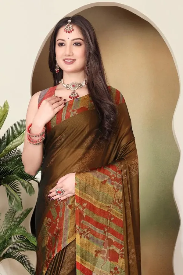 Brown_Chiffon_Printed_Chiffon_Saree_For_Women