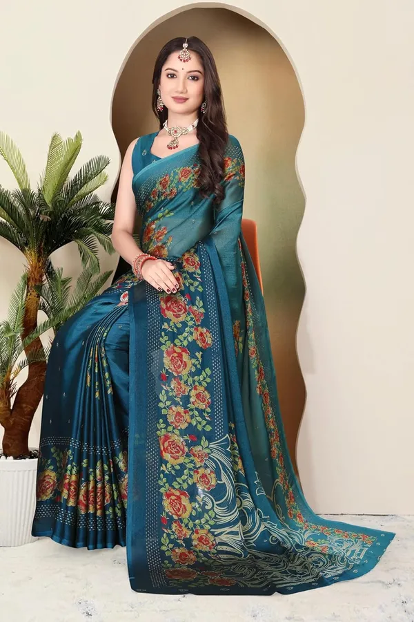 Teal_Blue_Chiffon_Zari_Chiffon_Saree_For_Women