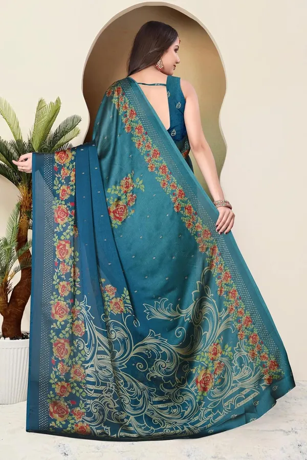 Teal_Blue_Chiffon_Zari_Chiffon_Saree_For_Women