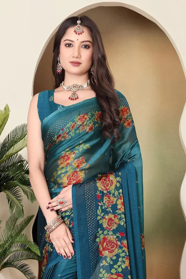 Teal_Blue_Chiffon_Zari_Chiffon_Saree_For_Women