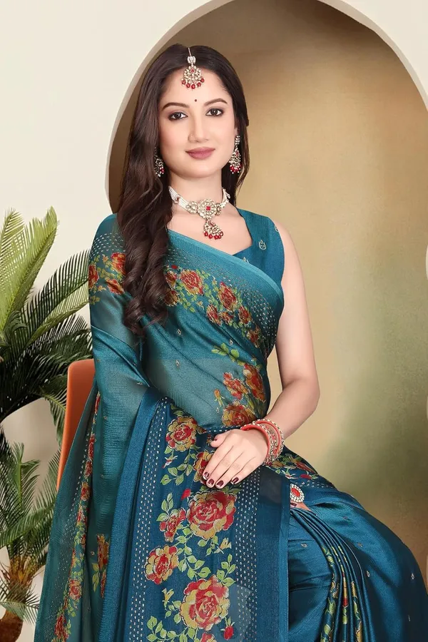 Teal_Blue_Chiffon_Zari_Chiffon_Saree_For_Women