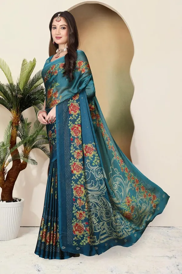 Teal_Blue_Chiffon_Zari_Chiffon_Saree_For_Women