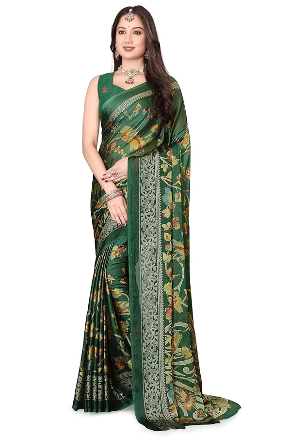 Dark_Green_Chiffon_Zari_Chiffon_Saree_For_Women